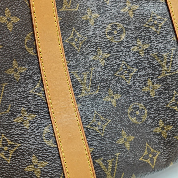KEEPALL 50 Monogram Coated Canvas Brown