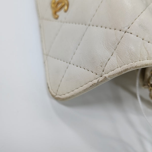 Quilted Lambskin Shoulder Bag White