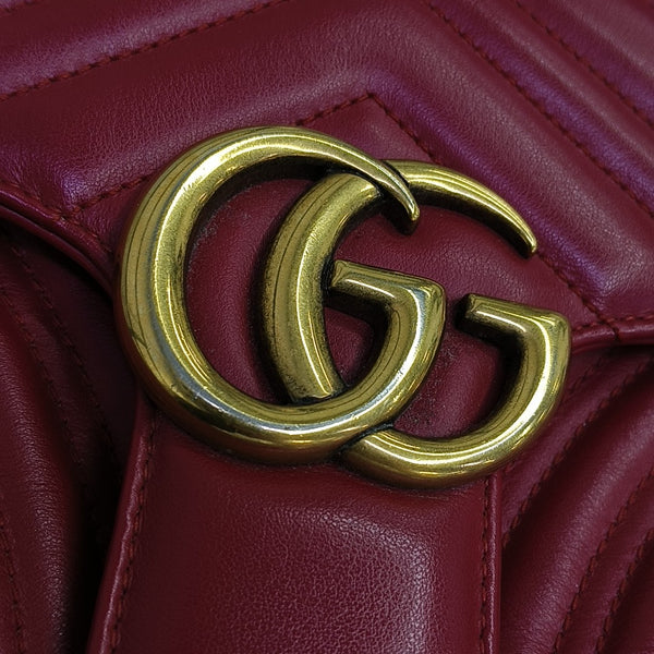 GG Marmont Medium Quilted Calfskin Red