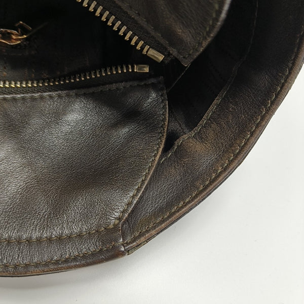 Calfskin Top Handle Bag Brown