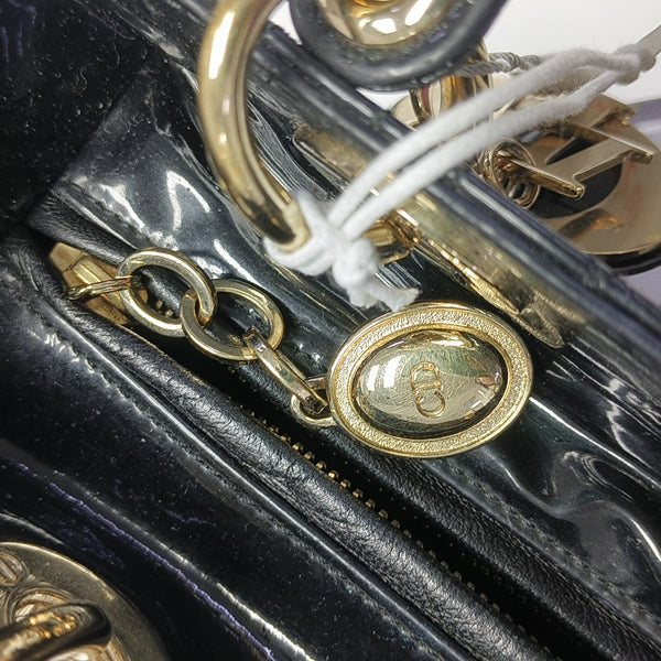 Lady Dior Medium Cannage Patent Leather Black