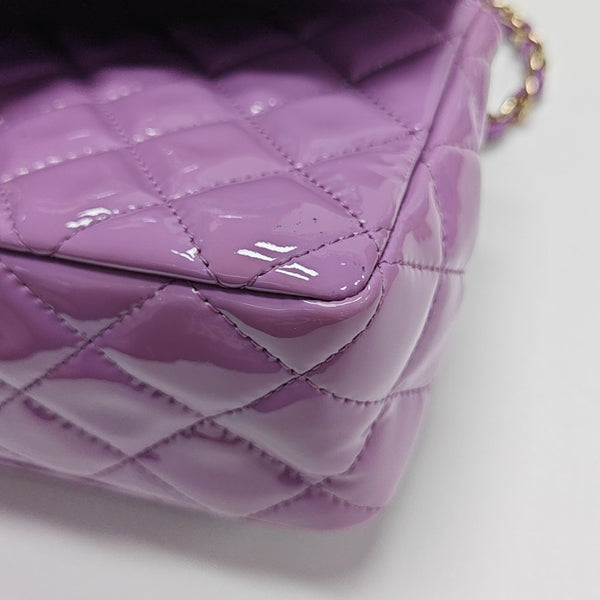 CLASSIC FLAP Mini Quilted Patent Leather Purple