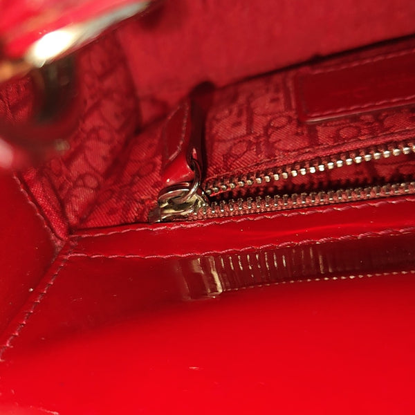 Lady Dior Mini Cannage Patent Leather Red
