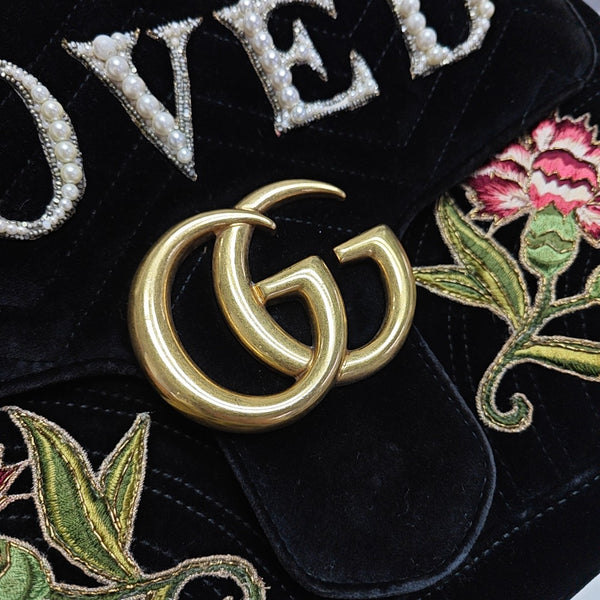 GG Marmont Large Quilted Velvet Black