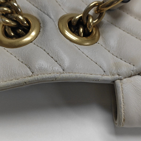 GG Marmont Medium Quilted Calfskin White