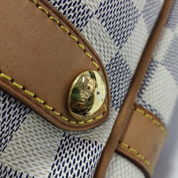 STRESA PM Damier Azur Coated Canvas White