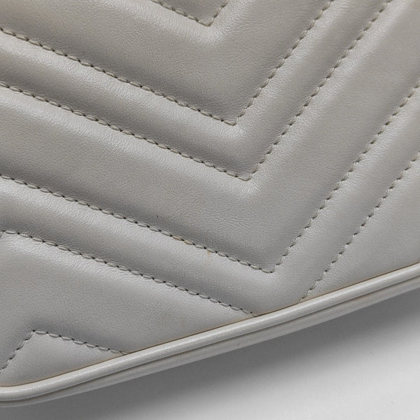 GG Marmont Mini Quilted Calfskin White