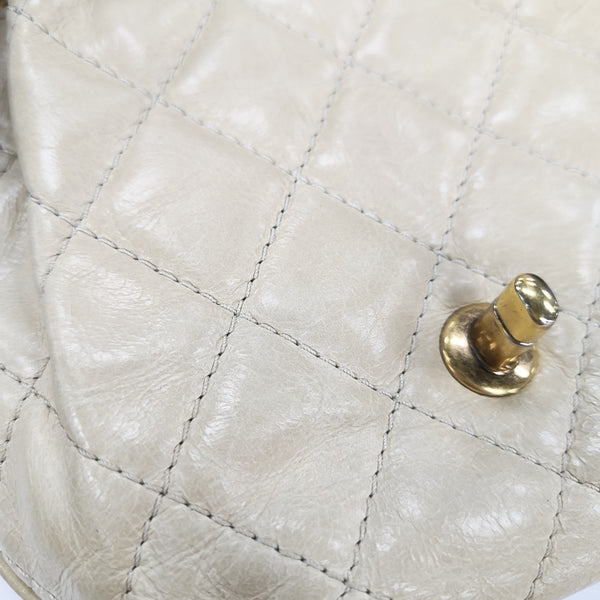 Quilted Calfskin Shoulder Bag Beige