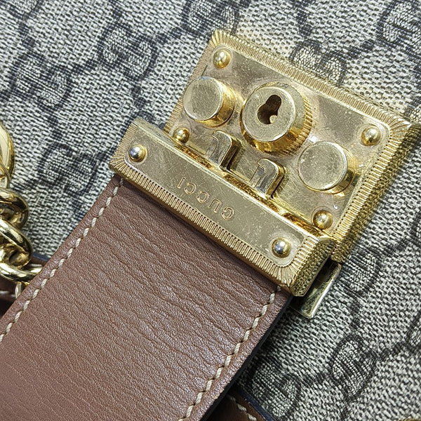 Padlock Small Monogram Coated Canvas Beige