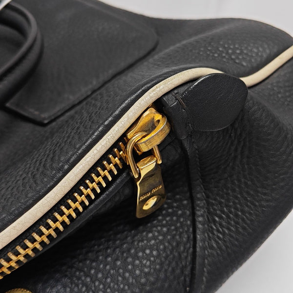 Calfskin Top Handle Bag Black