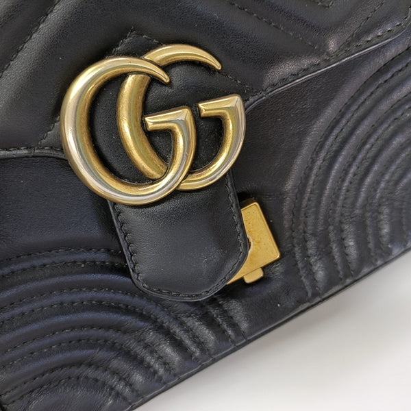 GG Marmont Mini Quilted Calfskin Black
