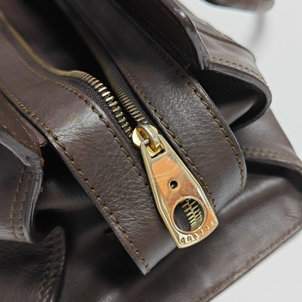 Calfskin Top Handle Bag Brown