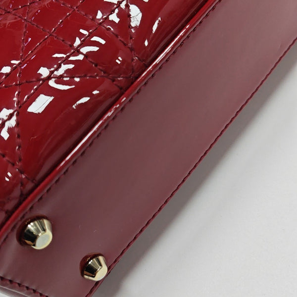 Lady Dior Mini Cannage Patent Leather Red
