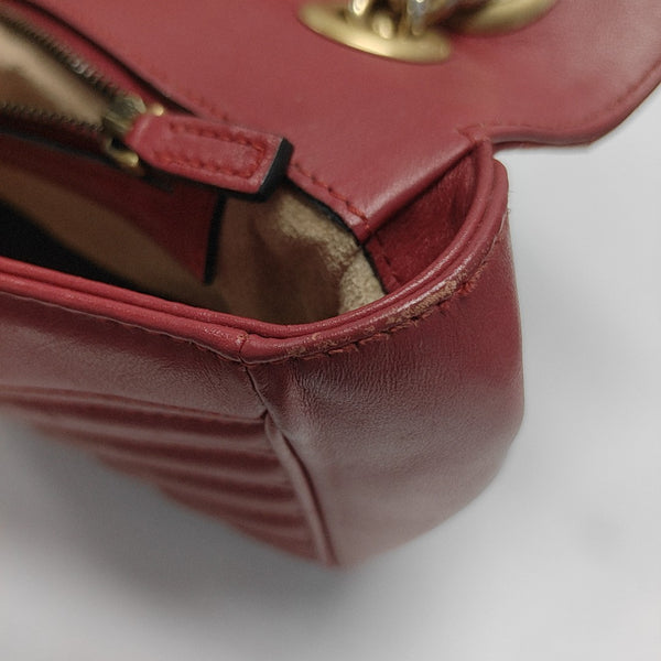 GG Marmont Medium Quilted Calfskin Red