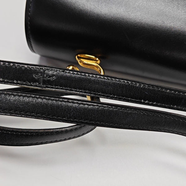 Box Calf Shoulder Bag Black