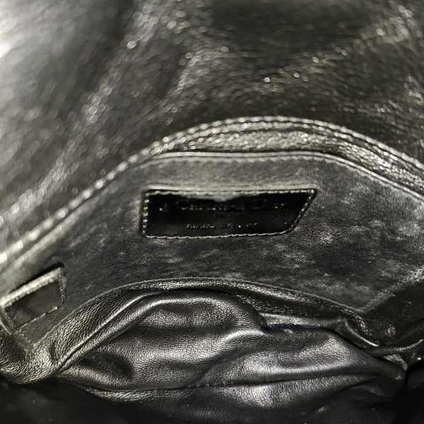 Cannage Patent Leather Shoulder Bag Black