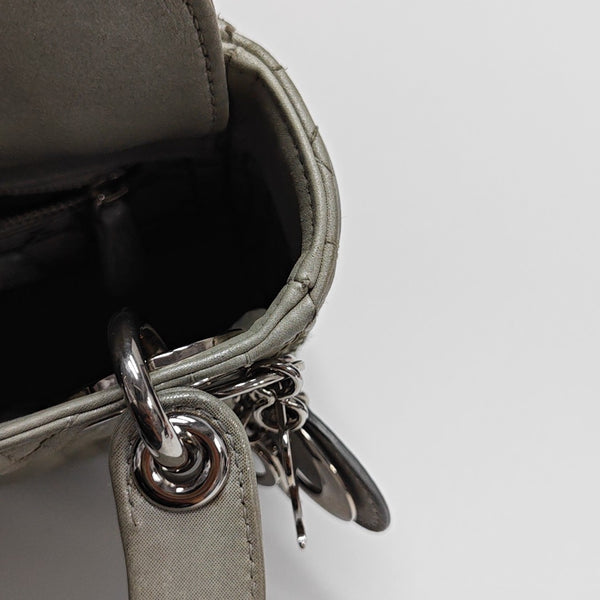 Lady Dior Mini Cannage Lambskin Gray