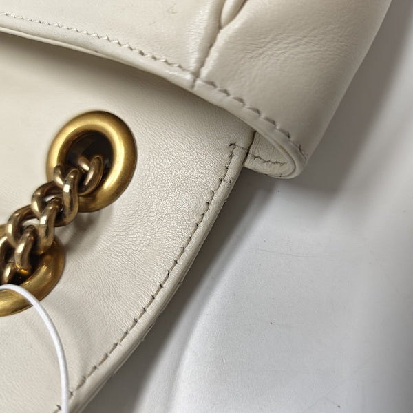 GG Marmont Medium Quilted Calfskin White