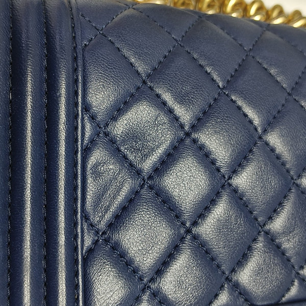 BOY CHANEL Small Quilted Lambskin Blue