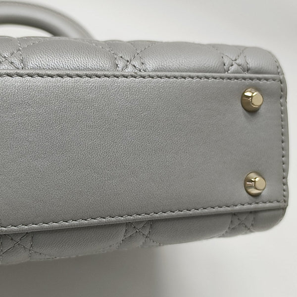 Lady Dior Mini Cannage Lambskin Gray