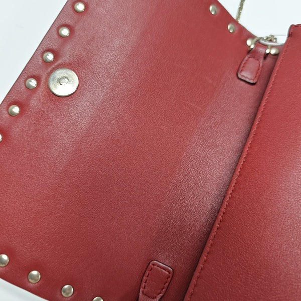 Rockstud Calfskin Red