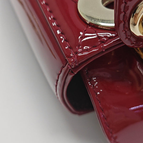 Lady Dior Mini Cannage Patent Calfskin Red