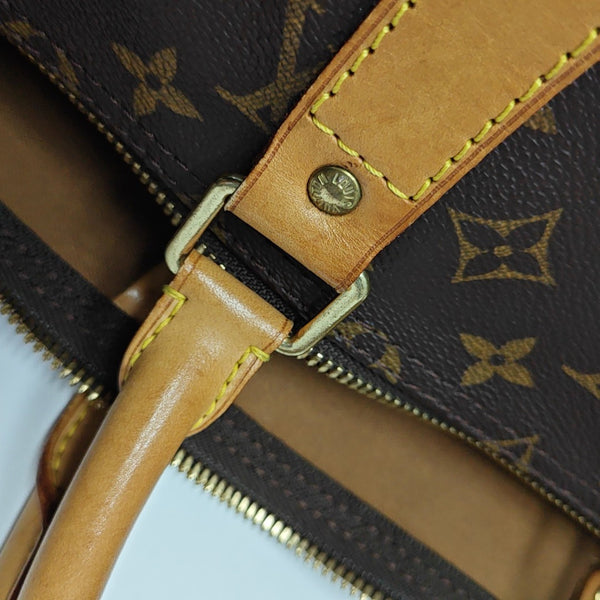 KEEPALL 55 Monogram Coated Canvas Brown