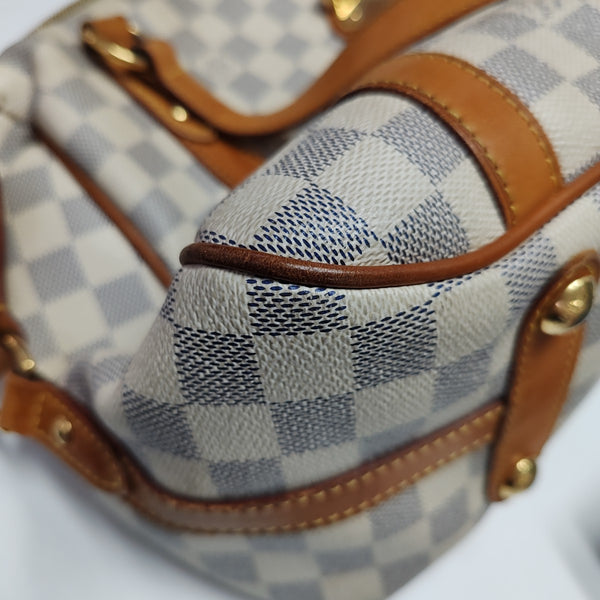 STRESA PM Damier Azur Coated Canvas White
