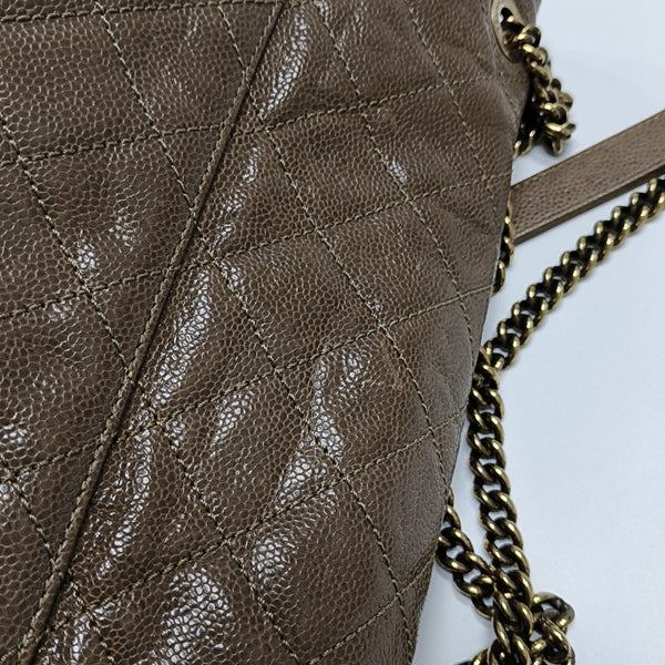 Quilted Calfskin Shoulder Bag Brown