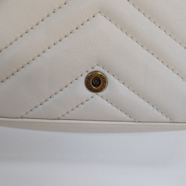 GG Marmont Mini Quilted Calfskin White