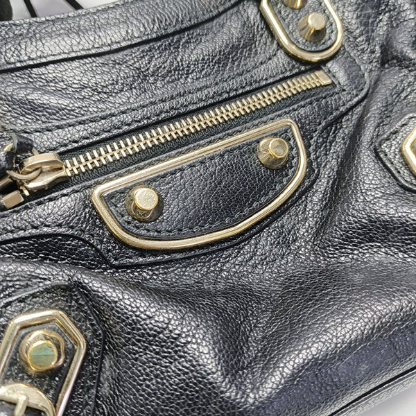 Classic Metallic Edge City Mini Lambskin Black