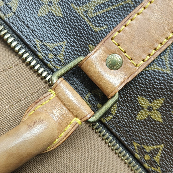 KEEPALL 50 Monogram Coated Canvas Brown