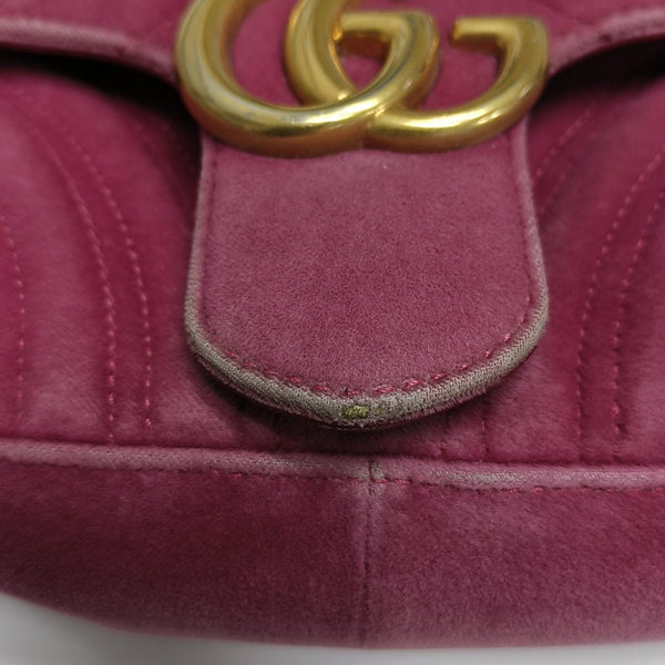 GG Marmont Medium Quilted Velvet Pink