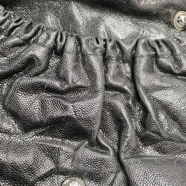 Quilted Grained Calfskin Shoulder Bag Black