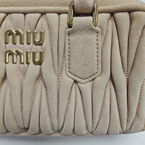 Arcadie Matelassé Small Quilted Suede Pink