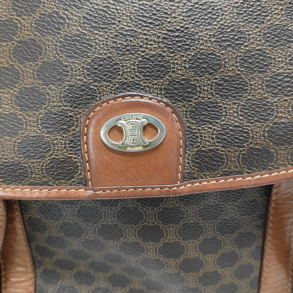 Coated Canvas Top Handle Bag Brown