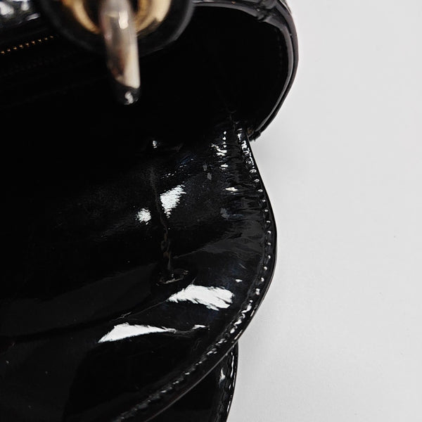 Lady Dior Mini Quilted Patent Leather Black