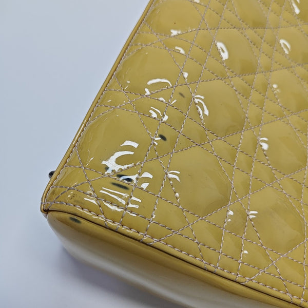 Lady Dior Medium Cannage Patent Leather Yellow