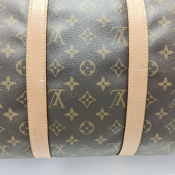 KEEPALL 50 Monogram Coated Canvas Brown