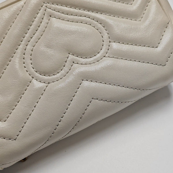 GG Marmont Mini Quilted Calfskin White