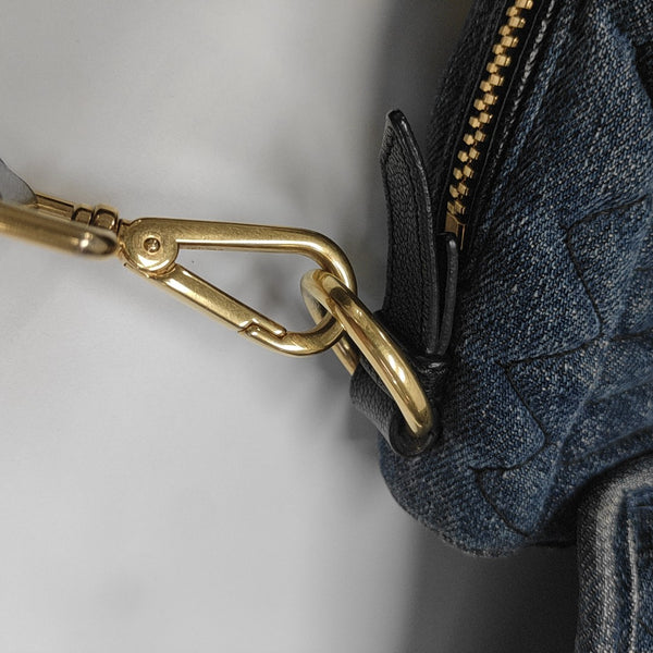 Quilted Denim Shoulder Bag Blue