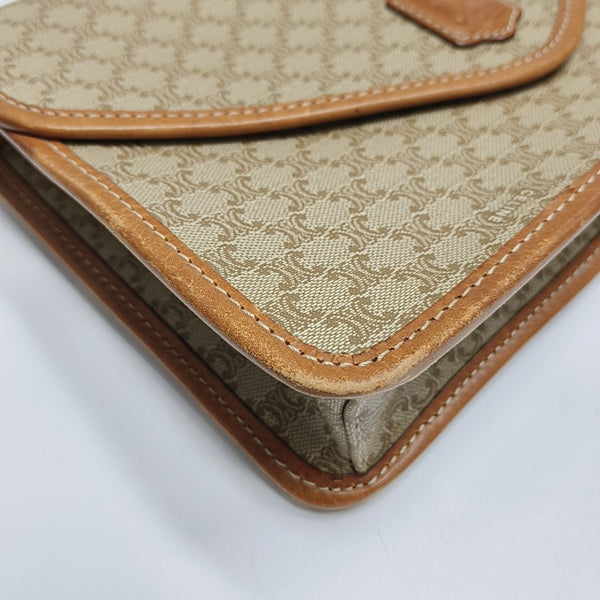Coated Canvas Shoulder Bag Beige
