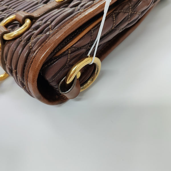 Crystal Quilted Lambskin Brown