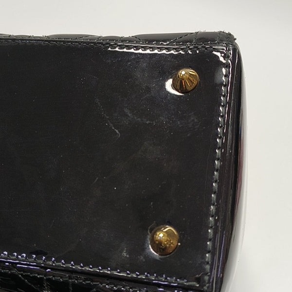 Lady Dior Medium Cannage Patent Leather Black