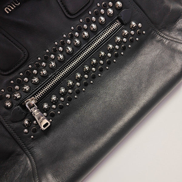Calfskin Top Handle Bag Black