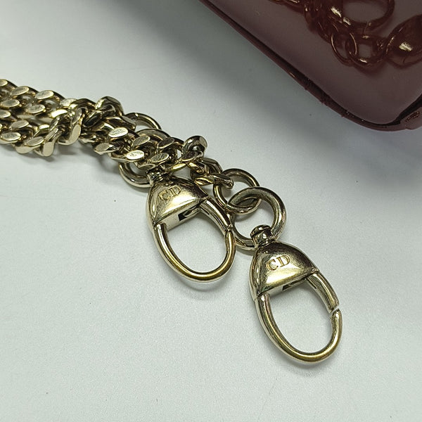 Lady Dior Mini Cannage Patent Calfskin Red