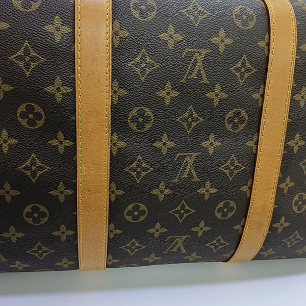 KEEPALL 60 Monogram Coated Canvas Brown