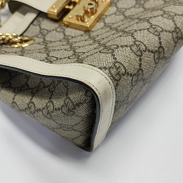 Padlock Small Monogram Coated Canvas Beige