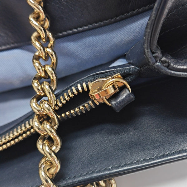 Chevron Calfskin Tote Bag Blue