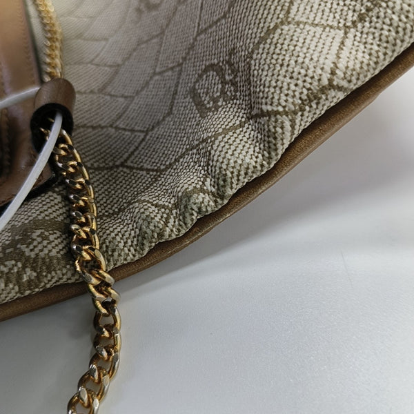 Oblique Coated Canvas Shoulder Bag Beige